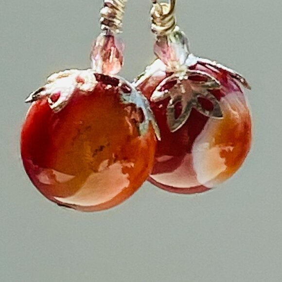 Red Jasper & Silver Plated Earrings - Picture 1 of 6